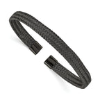 Stainless Steel Polished Black IP-plated 6mm Mesh Wire Cuff Bangle Bracelet for Women