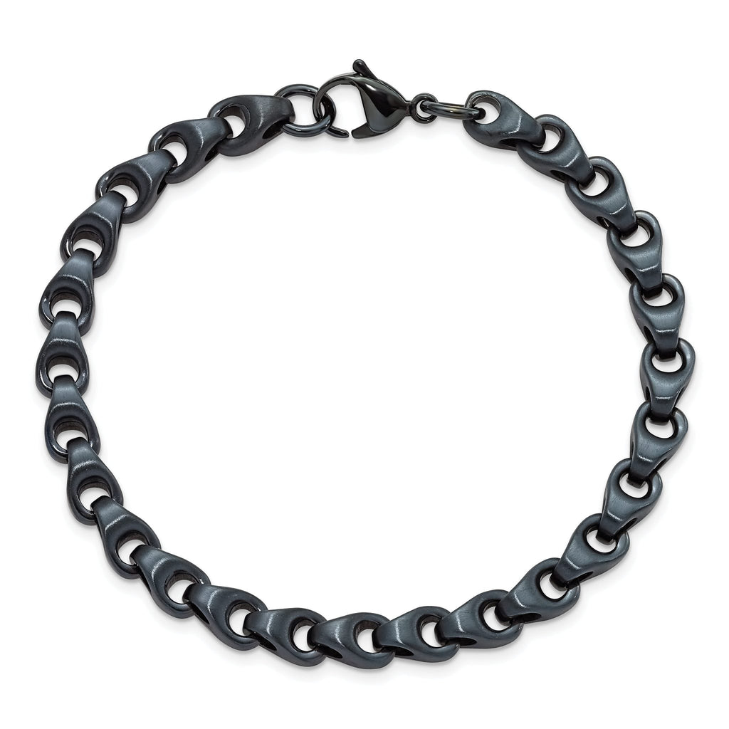 Stainless Steel Brushed Dark Grey/Blue IP-plated 5.75mm Bracelet for Men