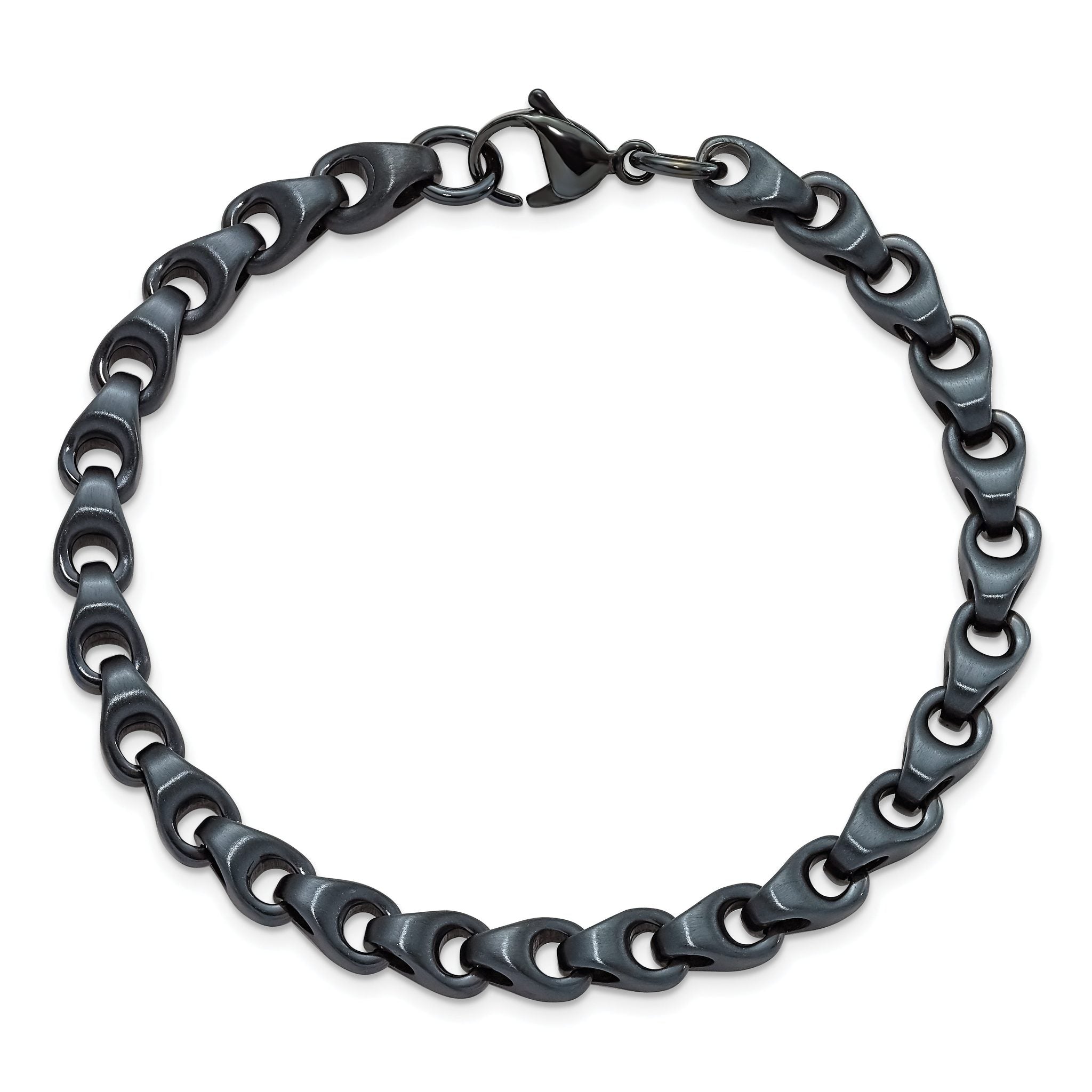 Stainless Steel Brushed Dark Grey/Blue IP-plated 5.75mm Bracelet for Men