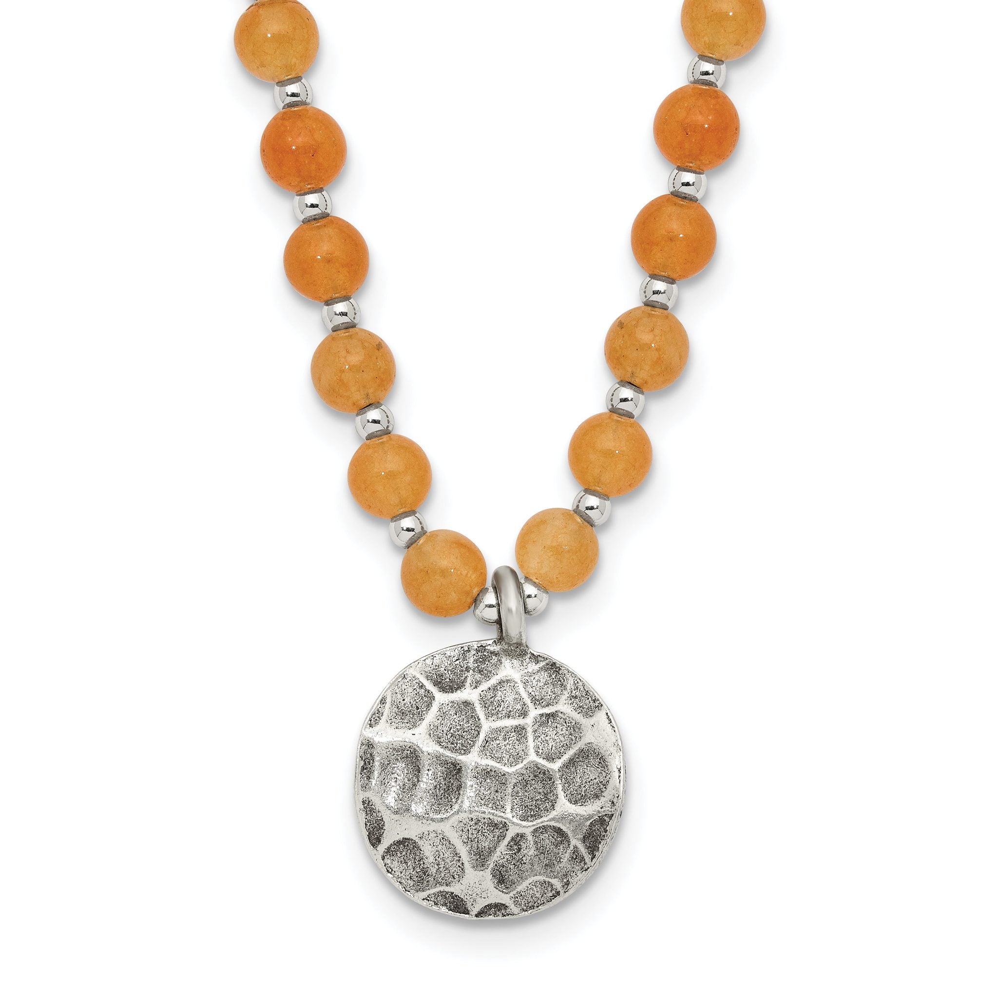 Sterling Silver Oxidized Aventurine Beaded With 2 Inch Extention Necklace Main image