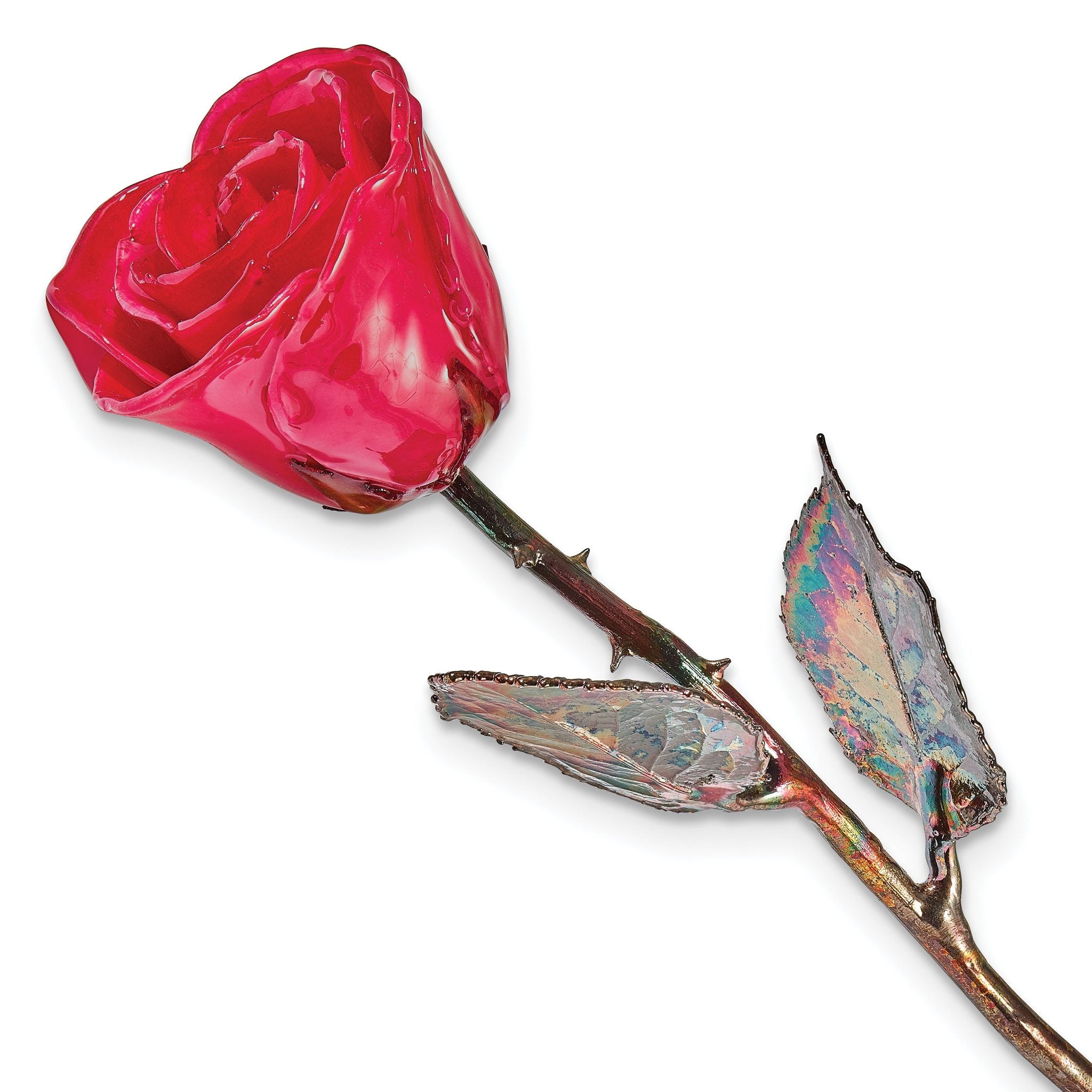 Red Lacquer Dipped Copper Trimmed Real Rose Main image