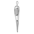 Sterling Silver 925 Men's Italian Horn Pendant Handcrafted 3D Rhodium-Plated