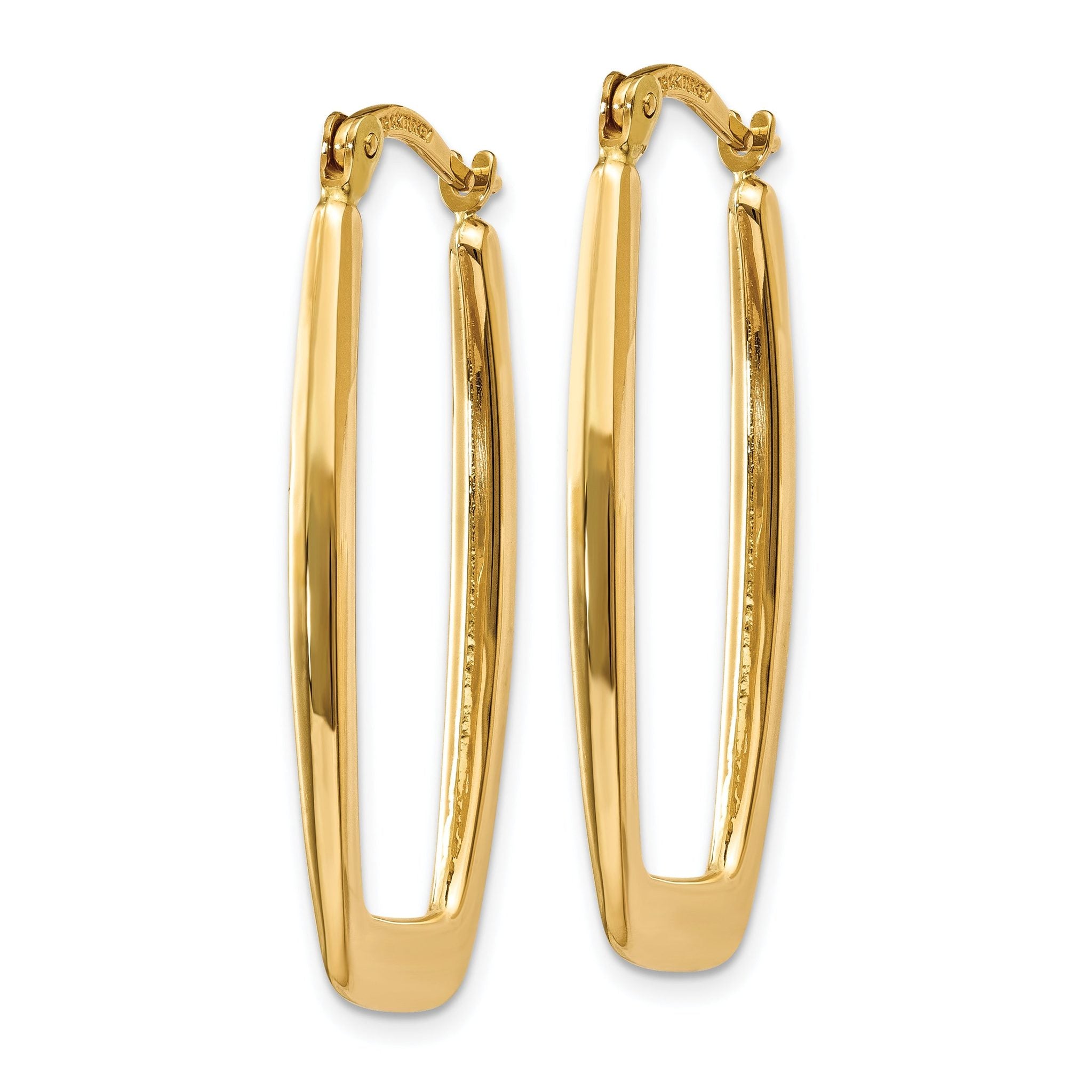 14k Polished 2.25mm Rectangle Hoop Earrings Secondary image