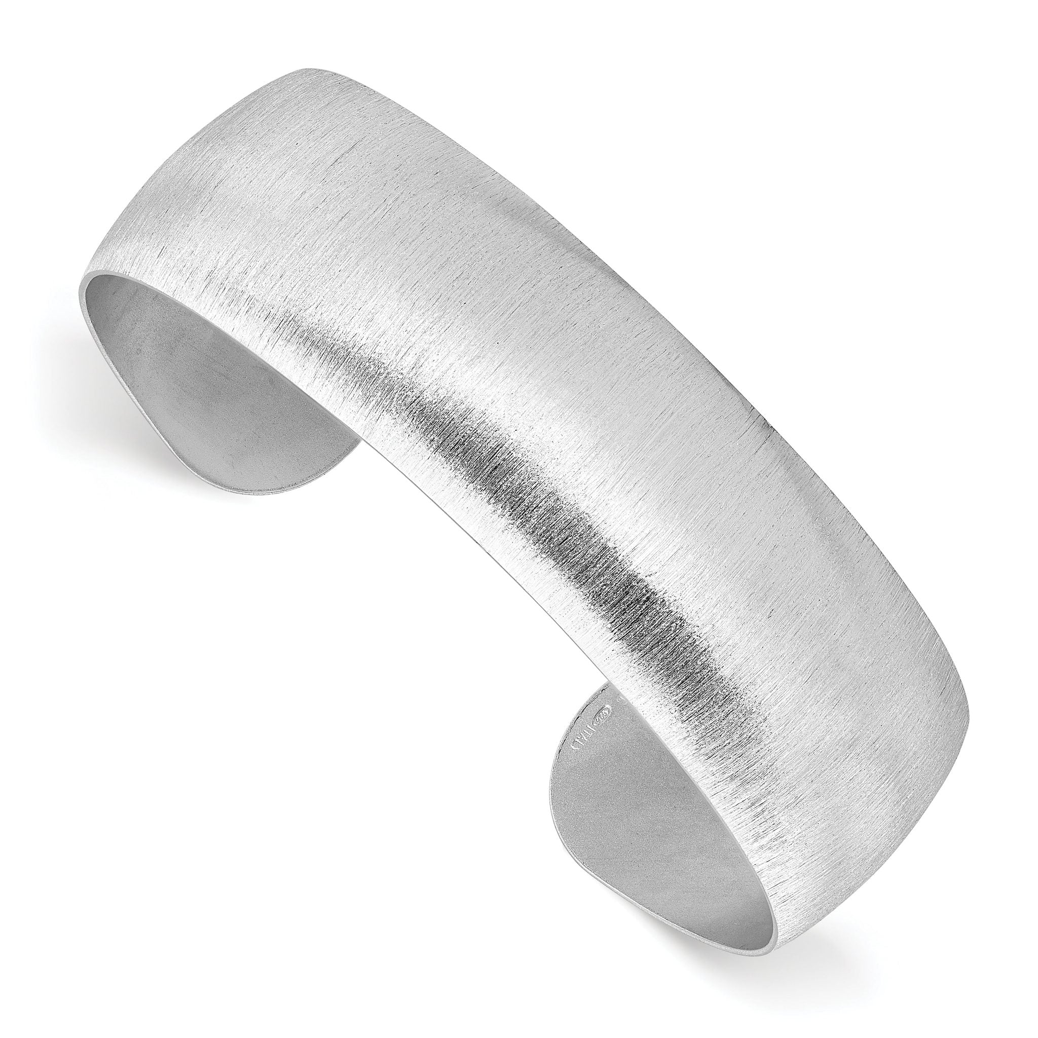 Sterling Silver Rhodium-plated Brushed Cuff Bangle Main image
