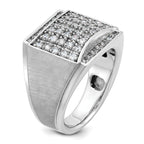14k White Gold Mens Polished and Satin Cluster Ring Mounting, Mounting Only