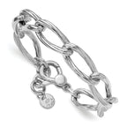 SS RH-plated Polished/Grooved Link w/.75in ext. Bracelet