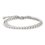 Sterling Silver Reflections White Leather Rhodium-plated 14 inch with a 2 inch extention Choker/Wrap Bracelet