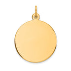 10K Yellow Gold Engravable Disc Charm with Polished Finish
