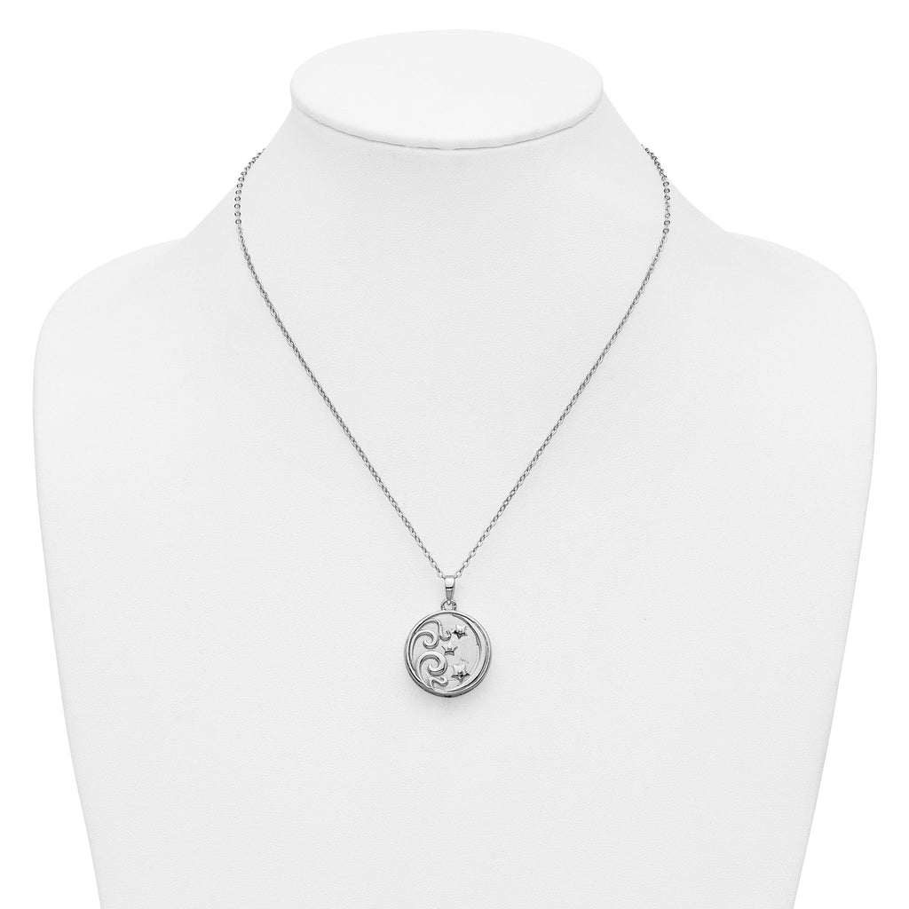 Sentimental Expressions Sterling Silver Rhodium-plated Antiqued Goodnight Ash Holder 18 Inch Necklace