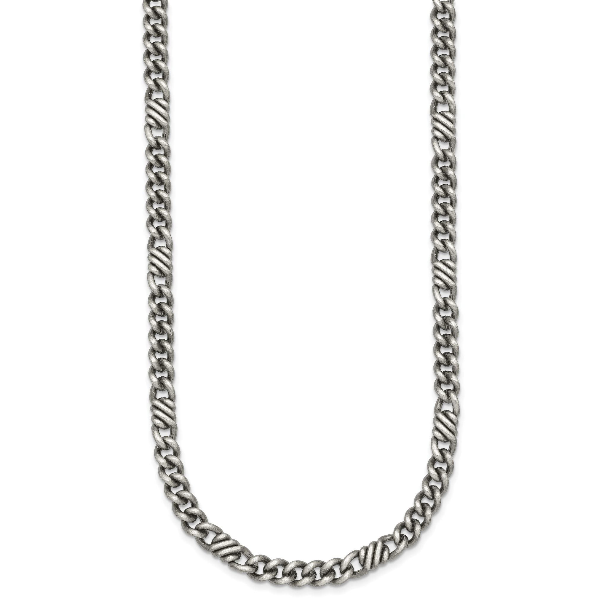 Sterling Silver Black Ruthenium-plated Brushed Fancy Curb Chain Mens 22 inch Necklace Secondary image