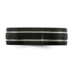 Titanium Wedding Band with Grooved Texture and Engravable Design