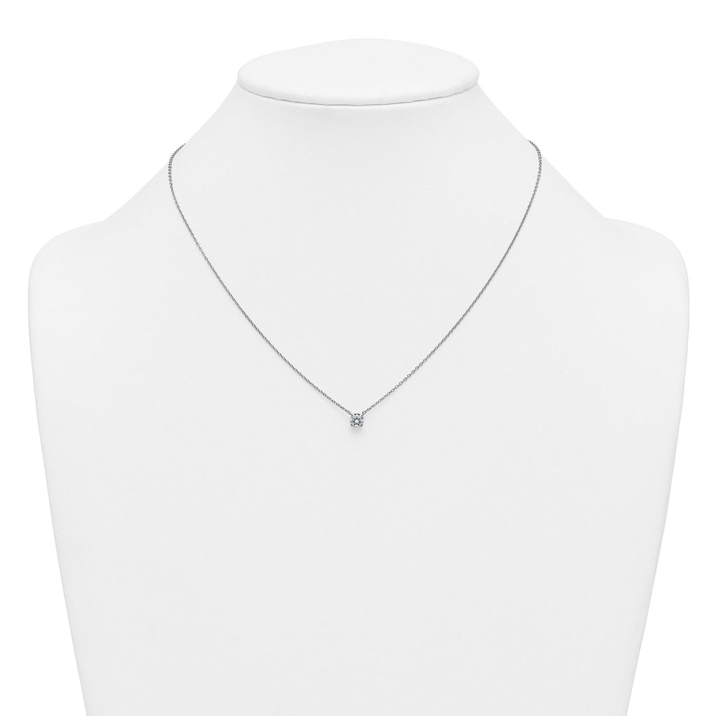14k White Gold 1/2 carat Lab Grown Diamond VS/SI+ G+ Round Complete Four Prong 18 inch Solitaire Necklace