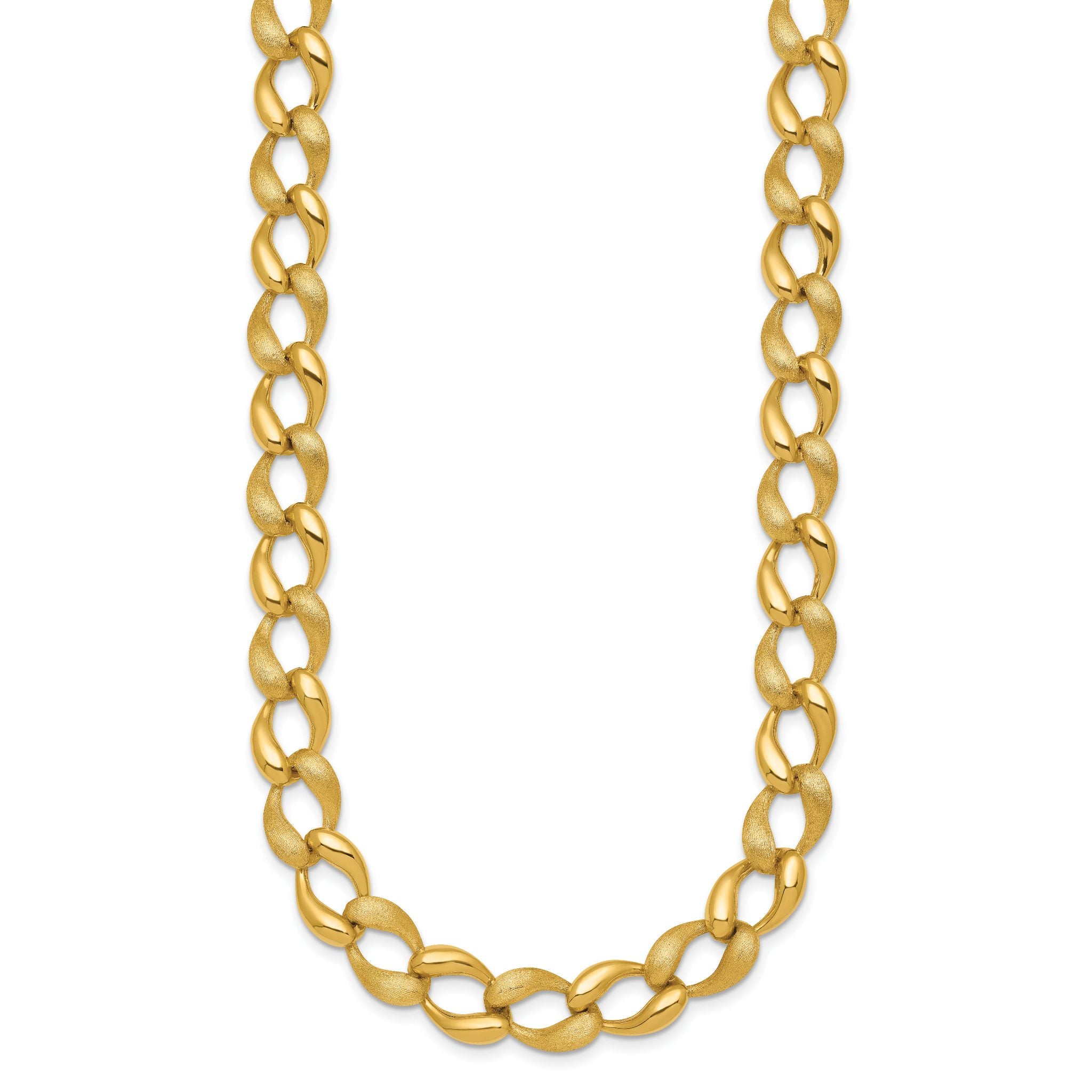 14k Brushed and Polished 9mm Fancy Curb Link 17 inch Necklace Secondary image