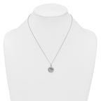 Sterling Silver Rhodium-plated Brushed CZ Circle 17.5 inch Necklace