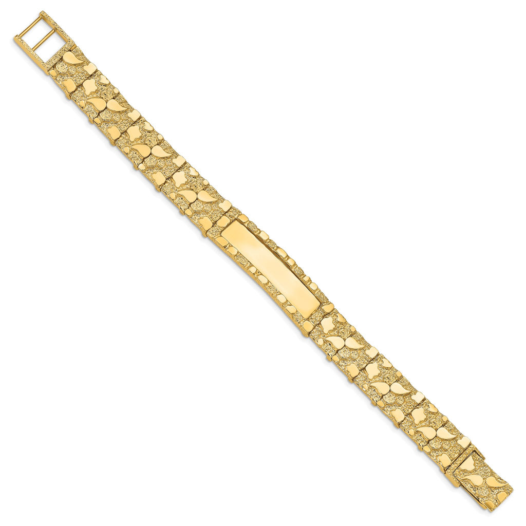 14k Polished Solid 12.0mm Nugget 36x12mm Plate 8 inch ID Bracelet