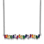 Prizma Sterling Silver Rhodium-Rhodium-Plated 16 inch Colorful CZ Bar Necklace with 2 inch Extender