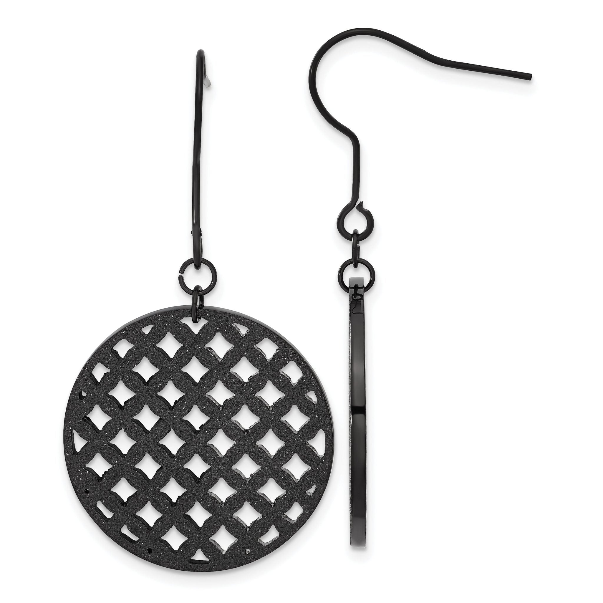 Stainless Steel Black Polished Drop Dangle Earrings for Women Main image