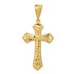 14K Gold Diamond-Cut Budded Cross Pendant with Polished Finish by Sophia Jewelers