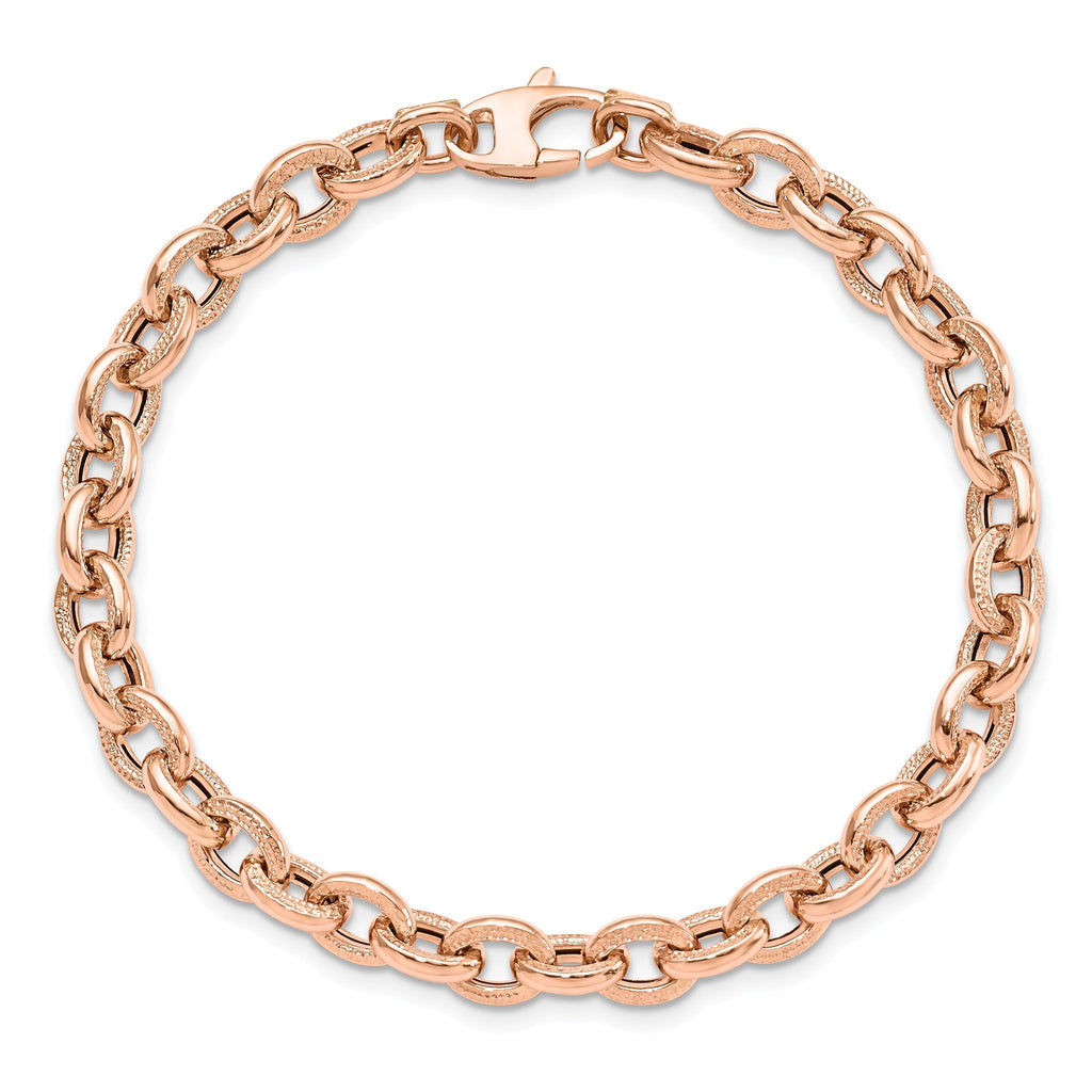 14K Rose Gold Textured Link Bracelet