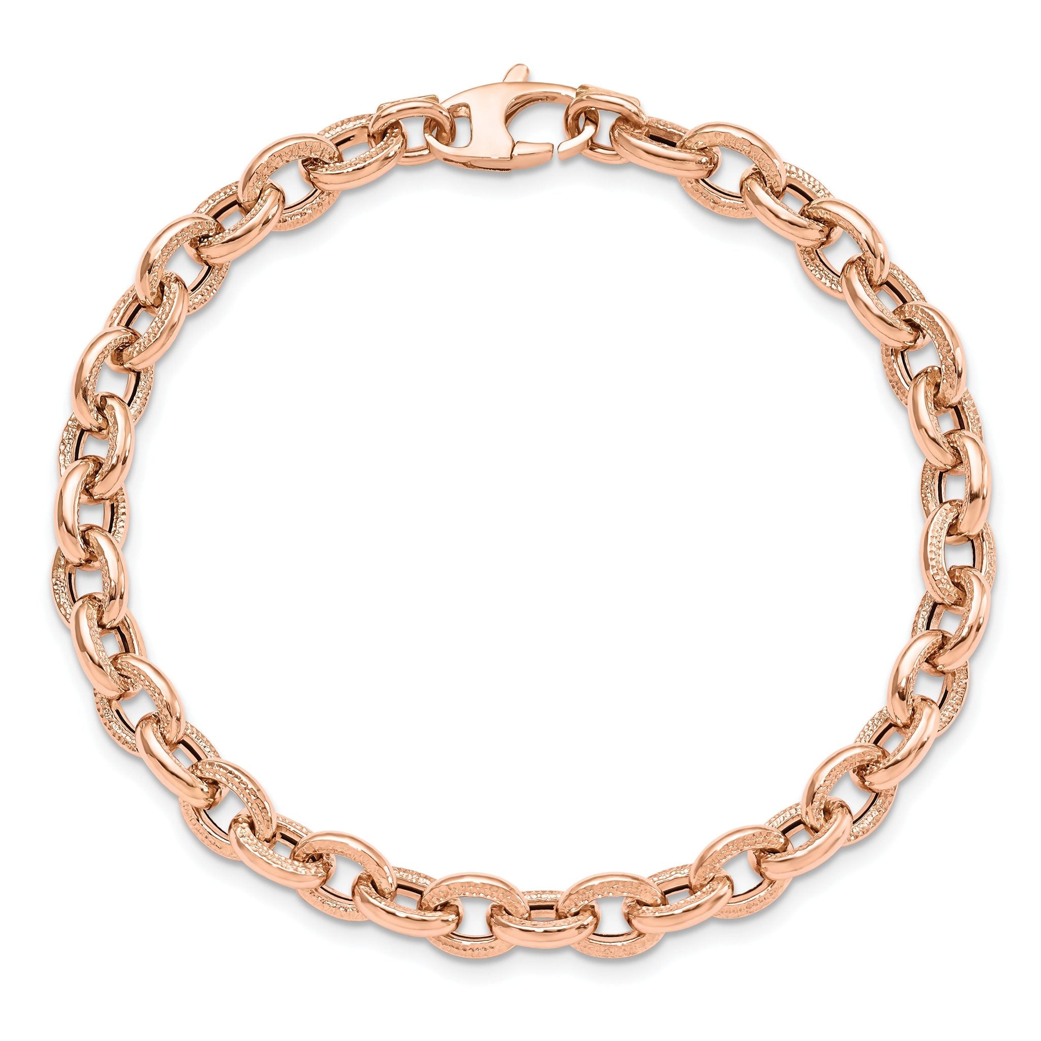 14K Rose Gold Textured Link Bracelet