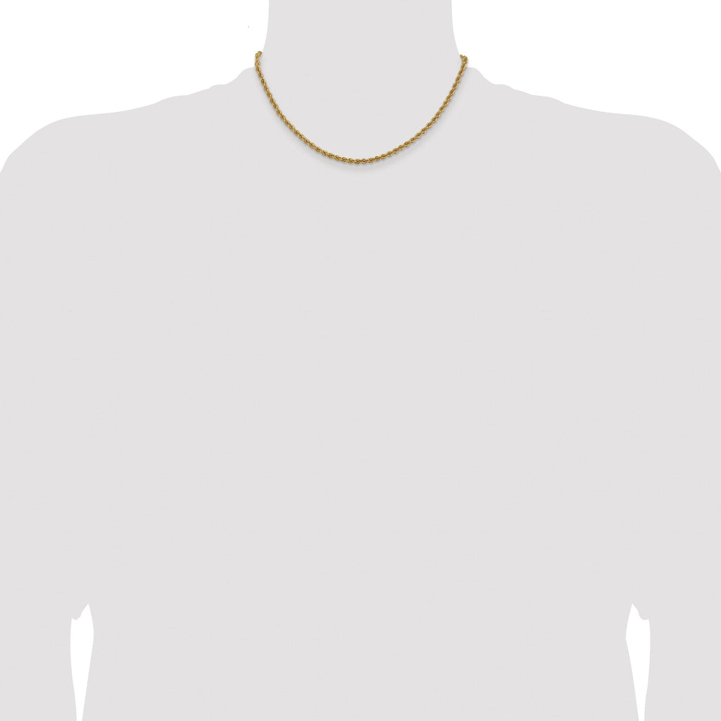 Rope Chain Necklace in 10K Yellow Gold, 3mm