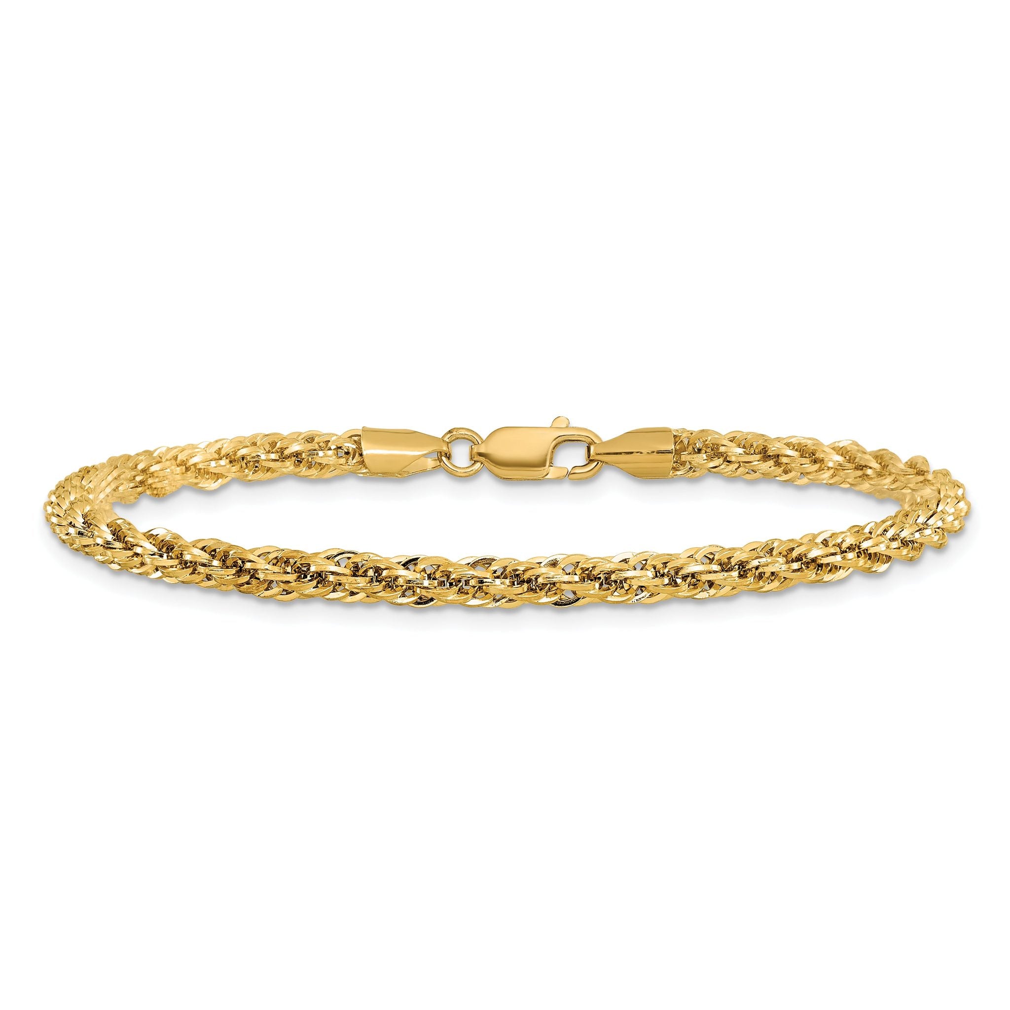 14K 7 inch 3.3mm Diamond-cut Semi Solid with Lobster Clasp Chain