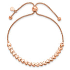 Sterling Silver Rose-tone Polished Heart Bolo Bracelet