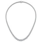 14k White Gold 10 carat Certified Lab Grown Diamond VS+ F+ Complete Round 16 inch Graduated Tennis Necklace