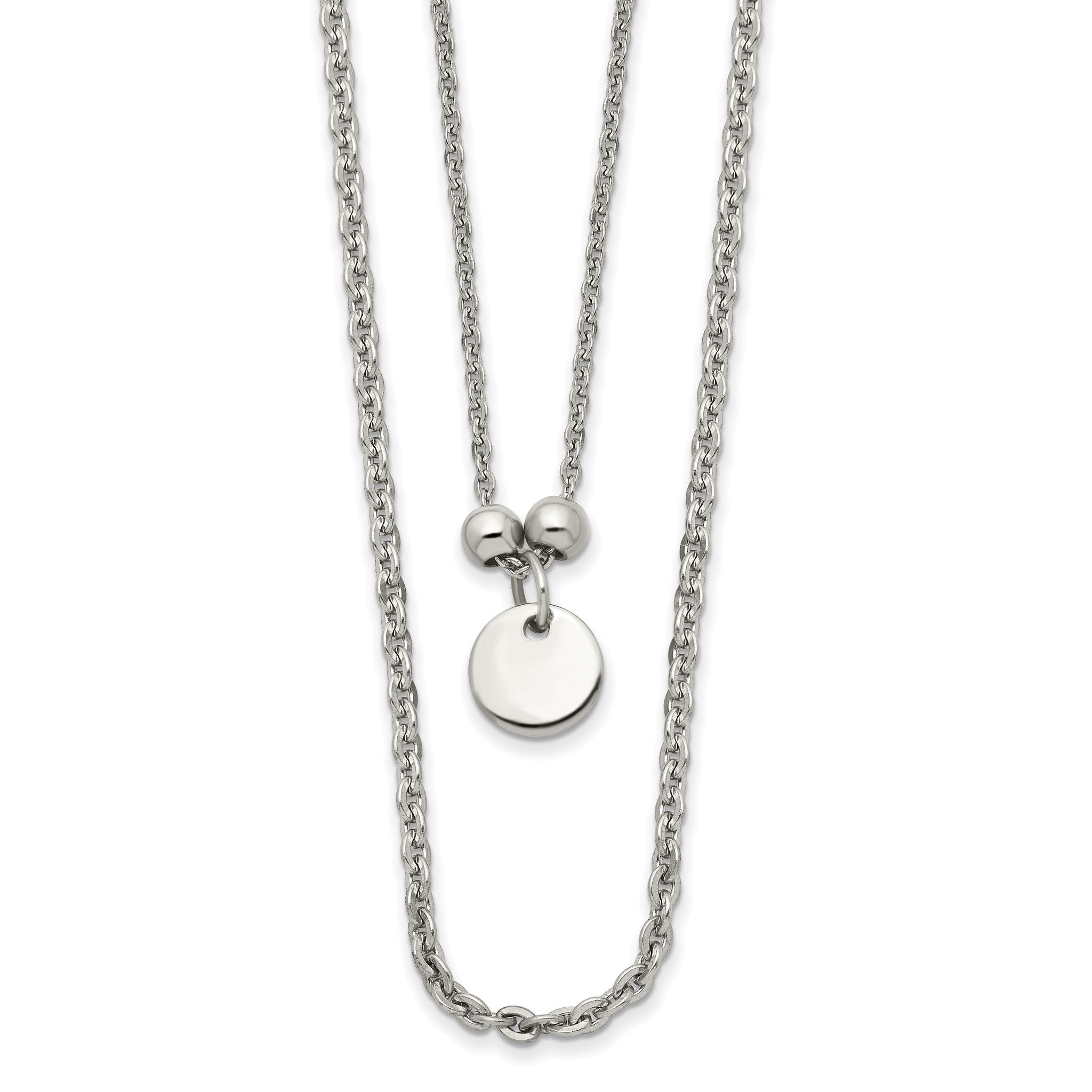 Chisel Stainless Steel Polished 2 Strand Small Disc 16.5 inch with a 1.5 inch Extension Necklace Main image