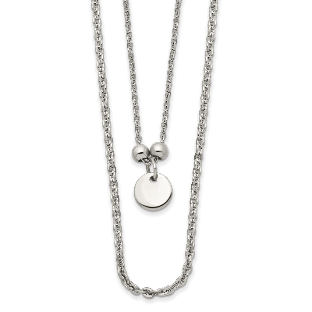 Chisel Stainless Steel Polished 2 Strand Small Disc 16.5 inch with a 1.5 inch Extension Necklace