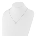 Sterling Shimmer Sterling Silver Rhodium-plated CZ 19 Stone 16 inch with 2 inch extender Square Necklace