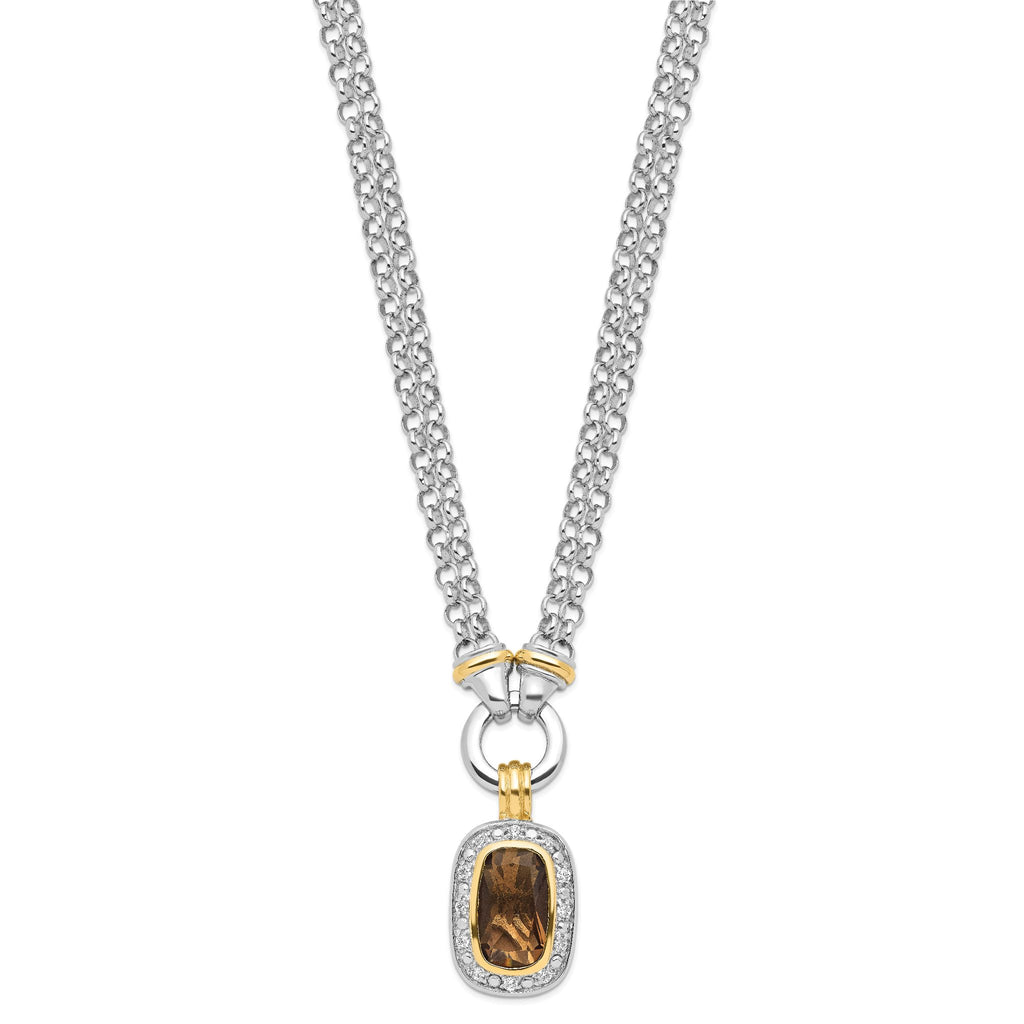 Sterling Silver Flash Gold-plated CZ Necklace
