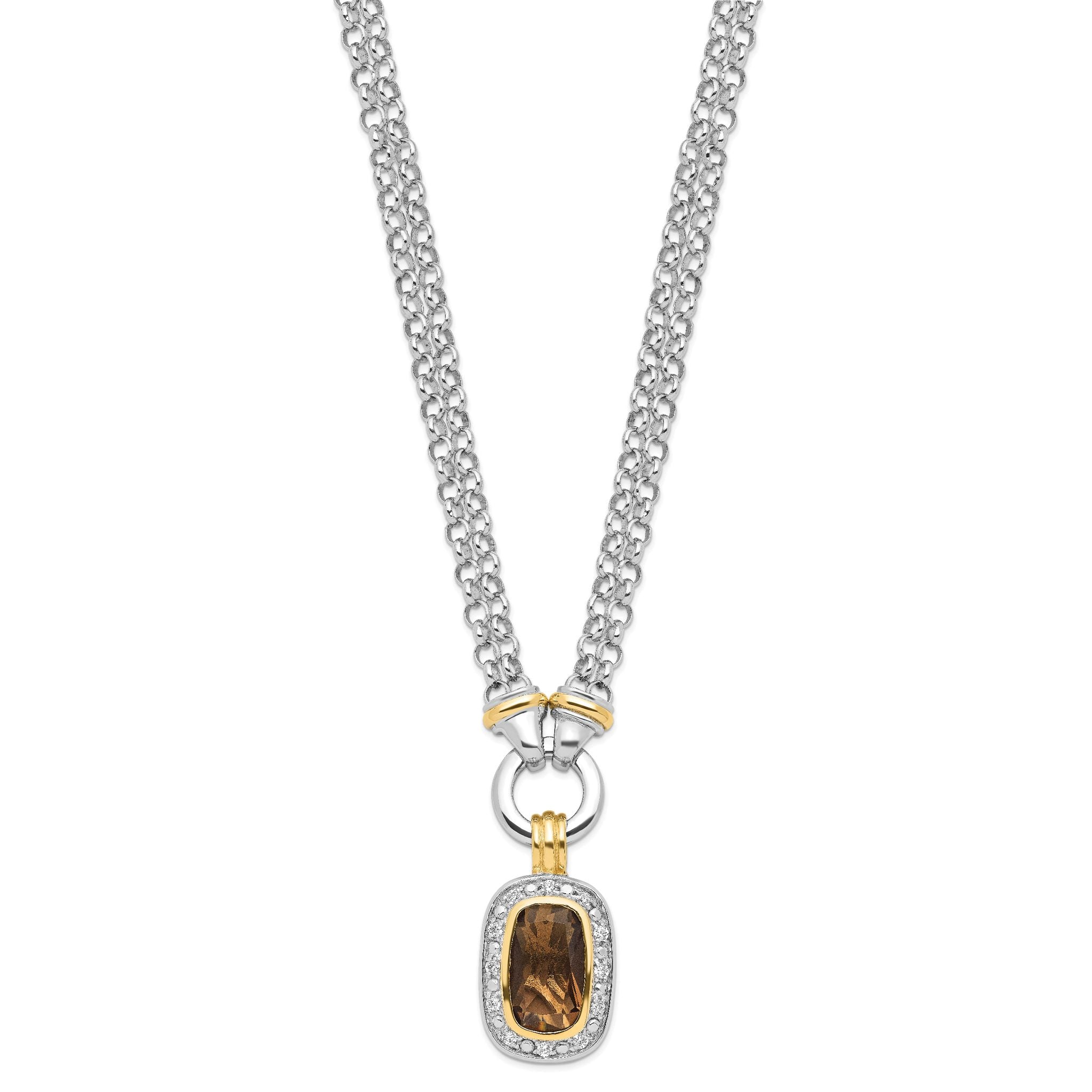 Sterling Silver Flash Gold-plated CZ Necklace