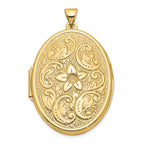 14K 32mm Oval Flower With Scrolls Locket