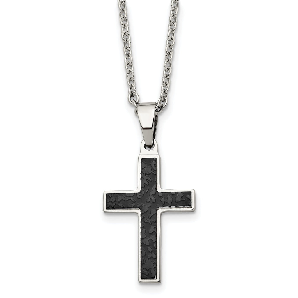 Cross Pendant Necklace in Black IP Stainless Steel