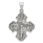 Sterling Silver 925 Antiqued 4-Way Medal Pendant Vintage Charm