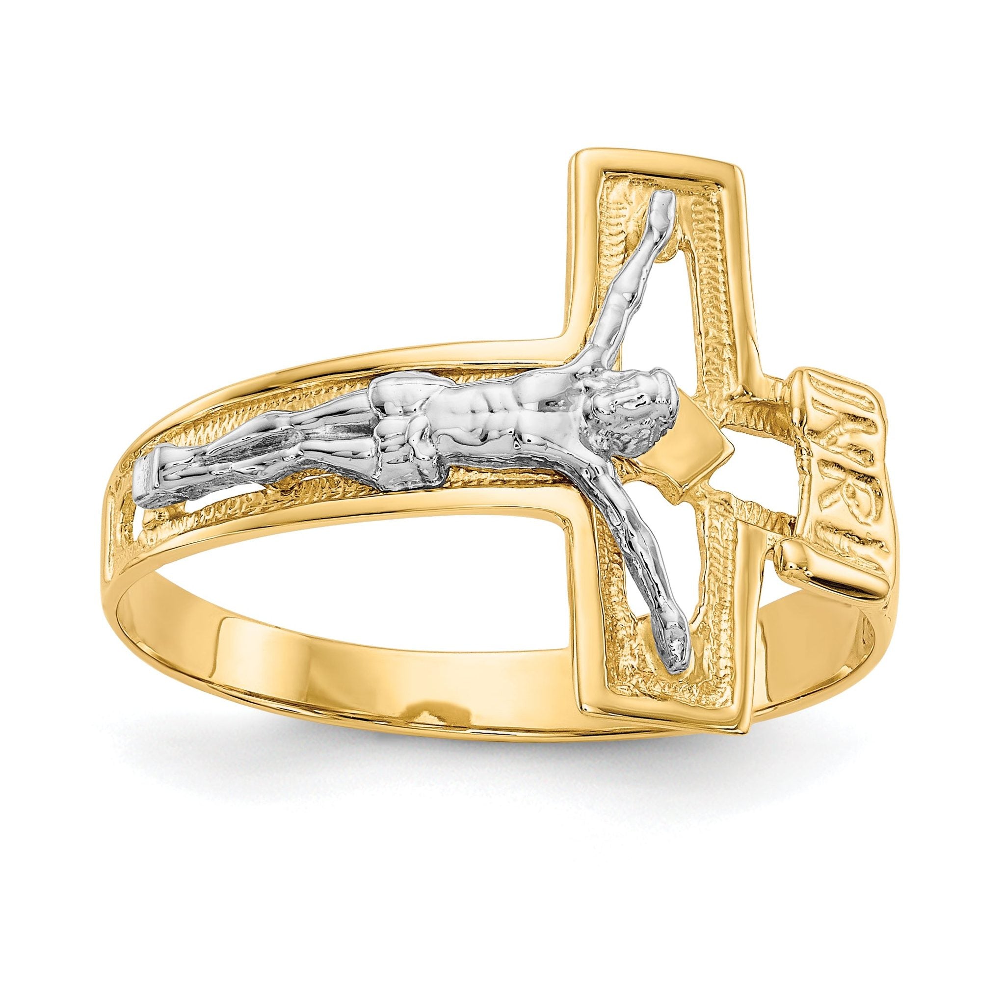 14K Two-tone Crucifix Men's Ring Main image
