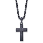 Dark Grey IP Cross Pendant Necklace in Stainless Steel