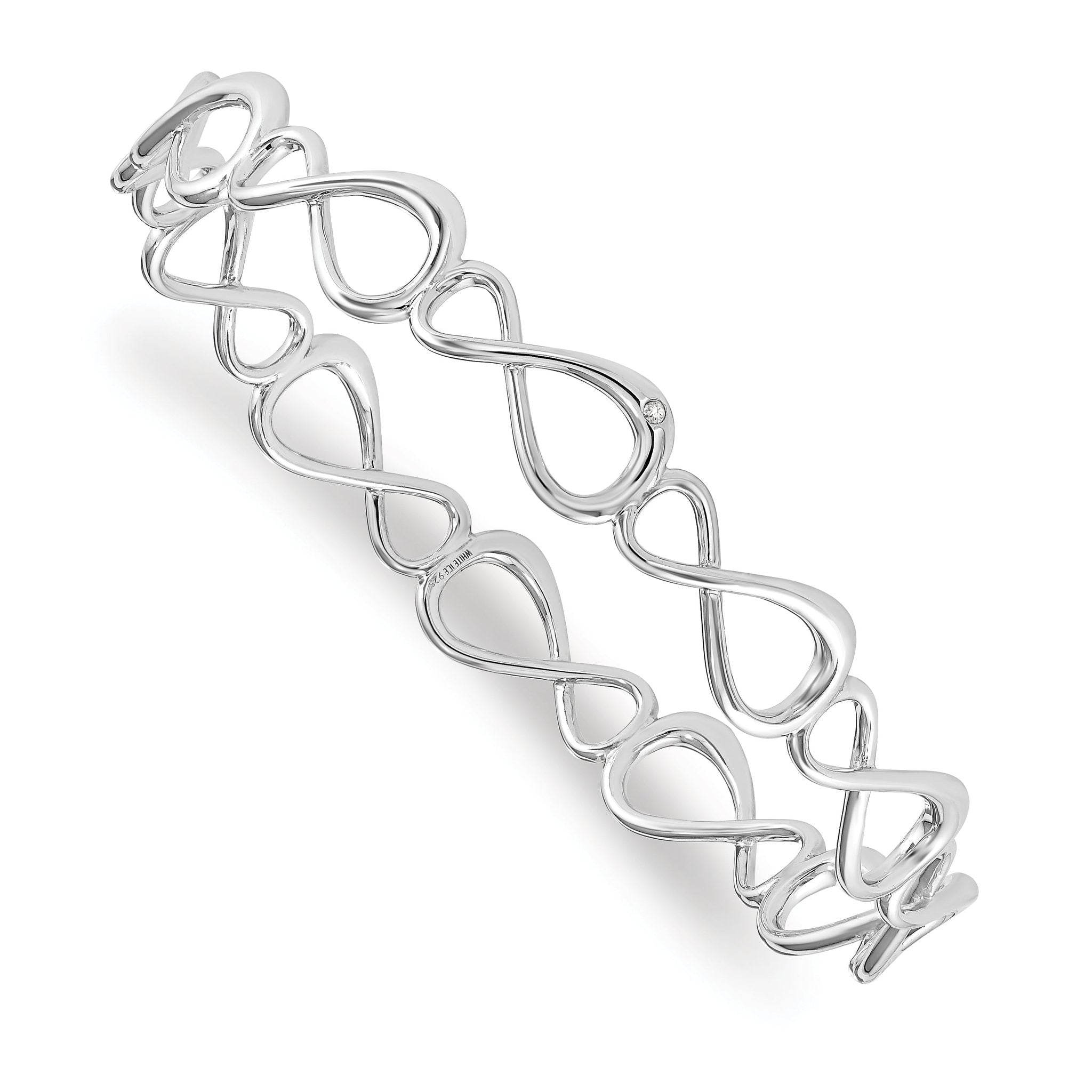 Sophia Jewelers 925 Sterling Silver Diamond Infinity Bangle Polished Gift Ready
