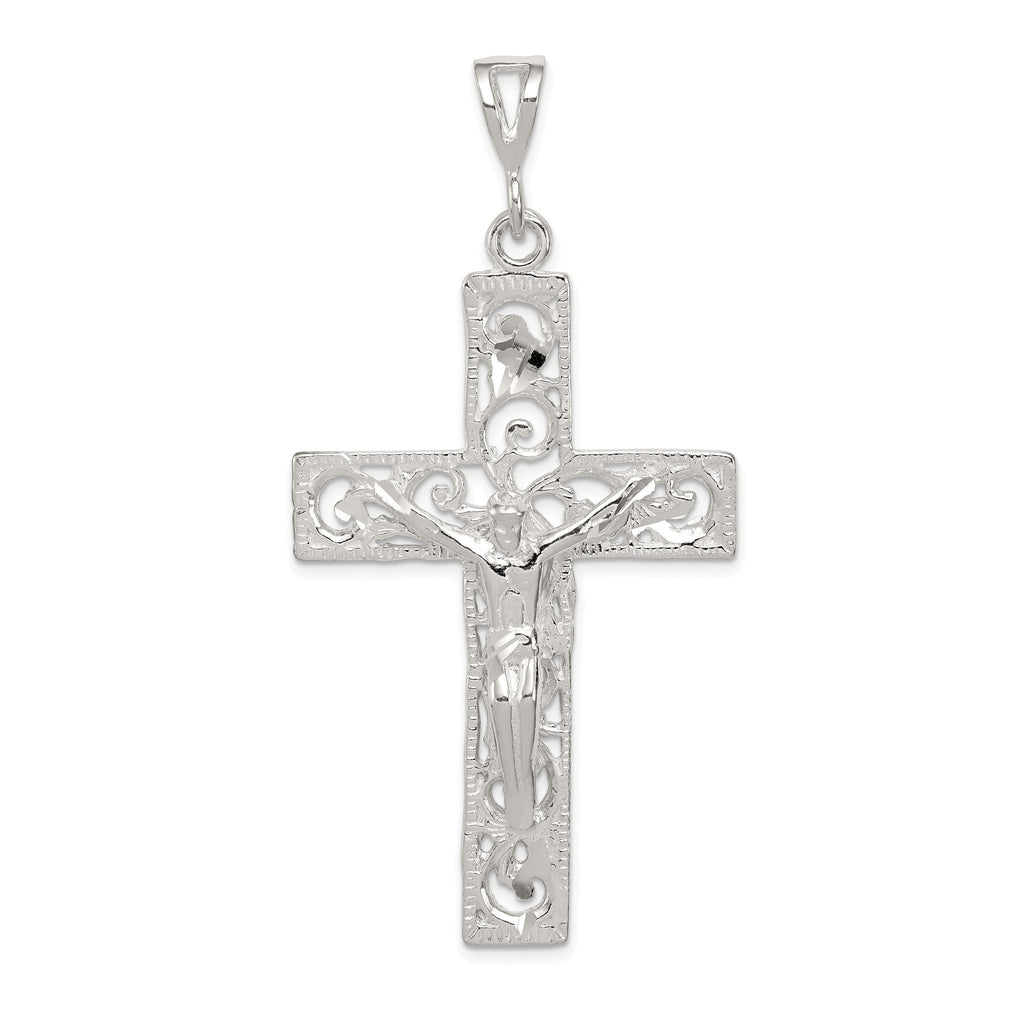 Sterling Silver 925 Polished Crucifix Pendant with Anti-Tarnish Finish