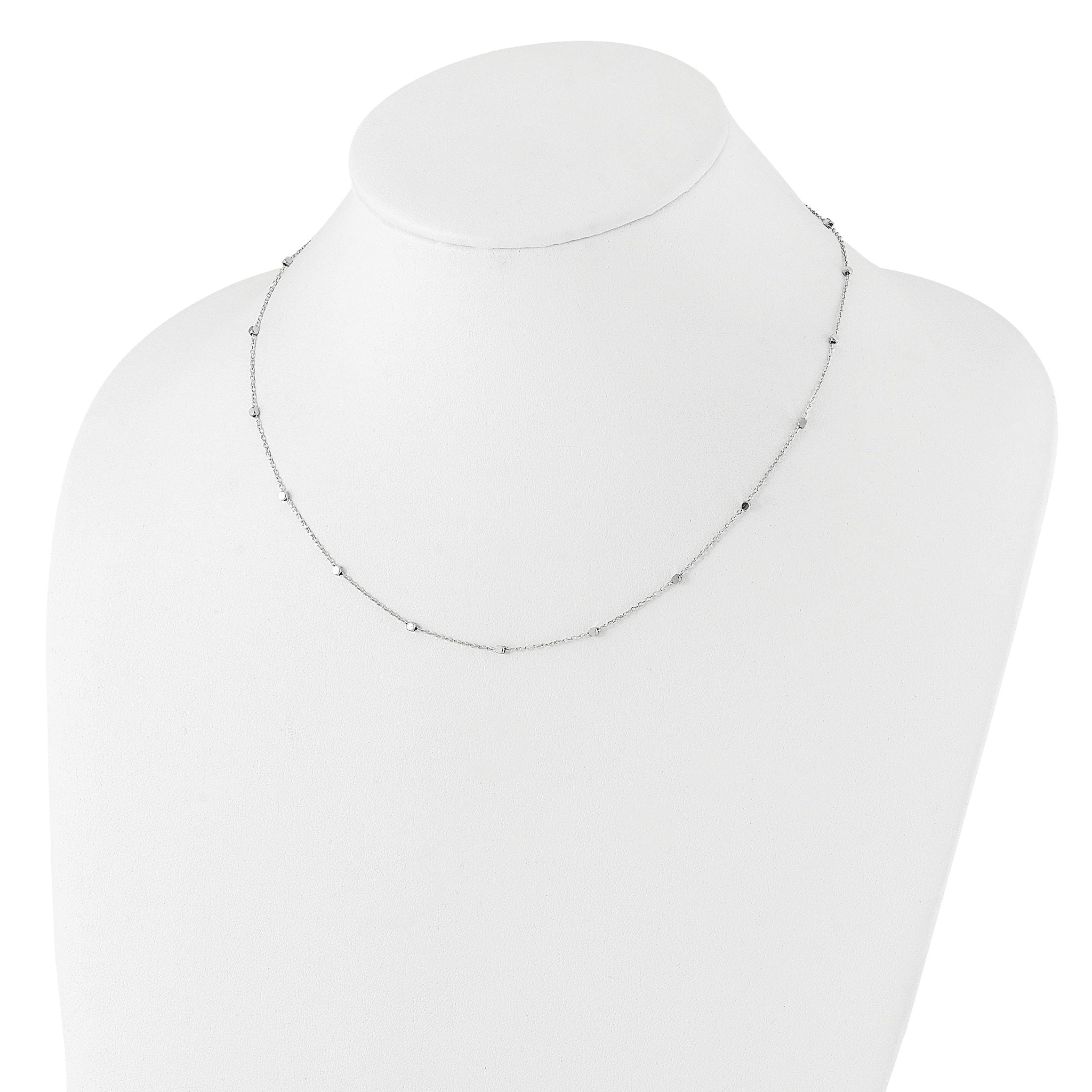 14K White Gold Polished Cube Stations 16 inch Necklace Plus 2 inch Extender Secondary image