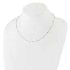 14K White Gold Polished Cube Stations 16 inch Necklace Plus 2 inch Extender