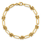 14K Polished and Beaded Fancy Paperclip Bracelet