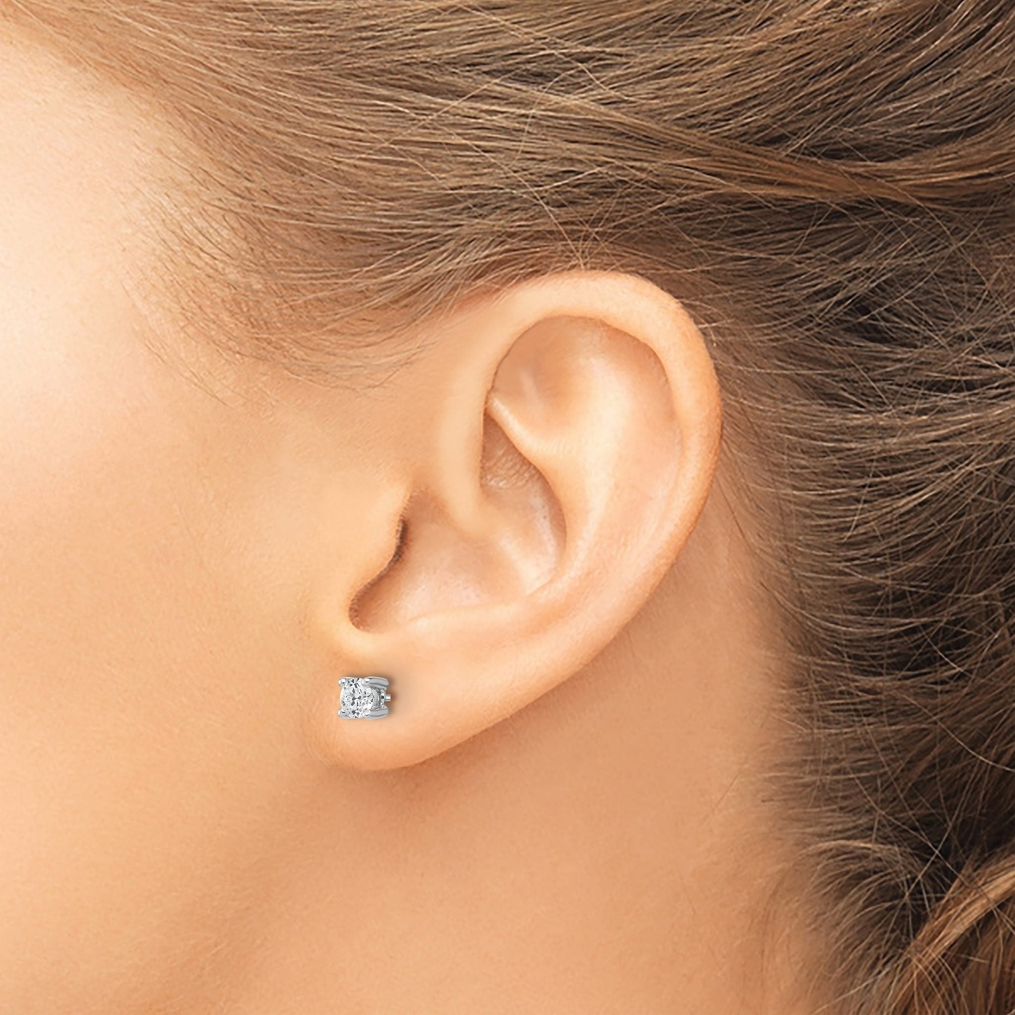 14K White Gold 1/2 ct Lab-Created Diamond VS/SI+ G+, 4-Prong Screw-Back Stud Earrings
