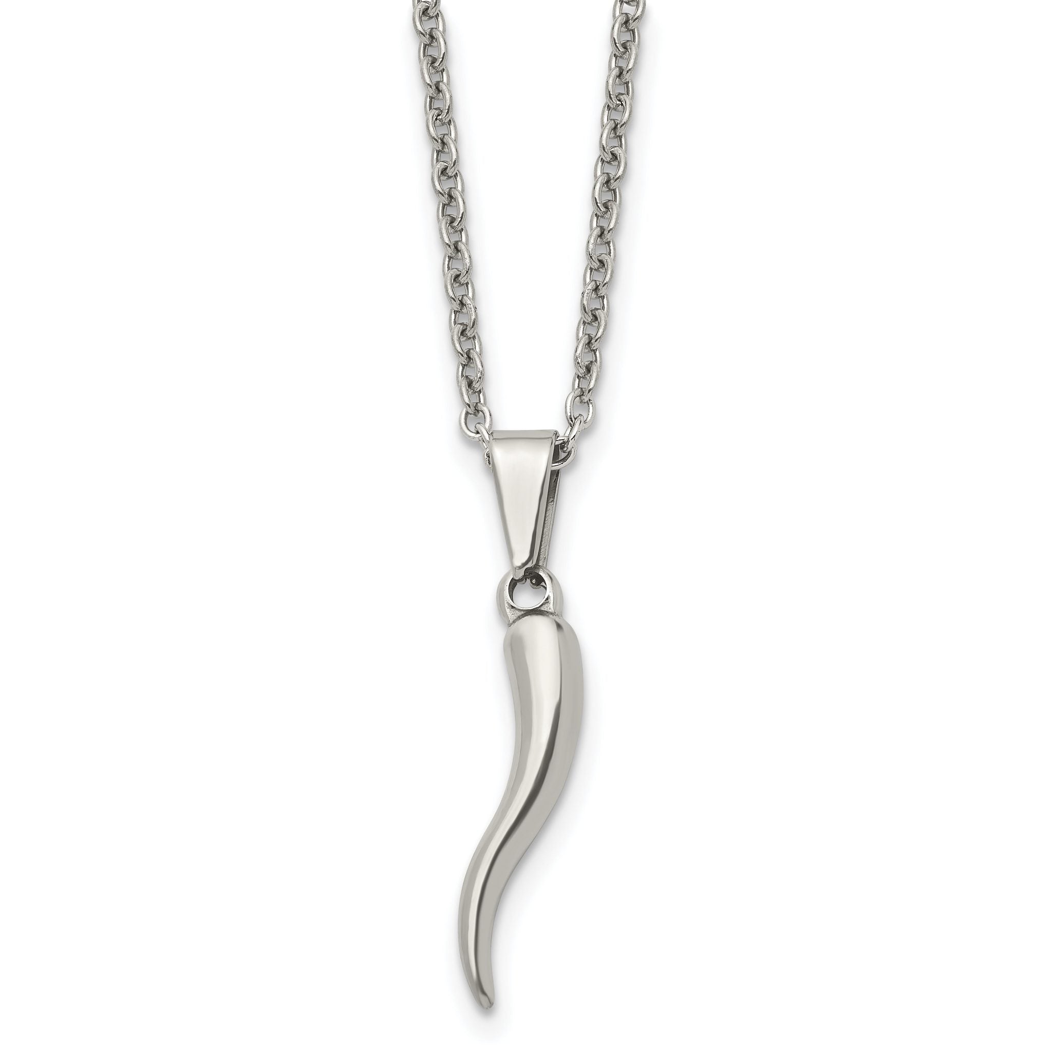 Italian Horn Pendant Necklace in Stainless Steel Main image