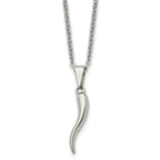 Italian Horn Pendant Necklace in Stainless Steel