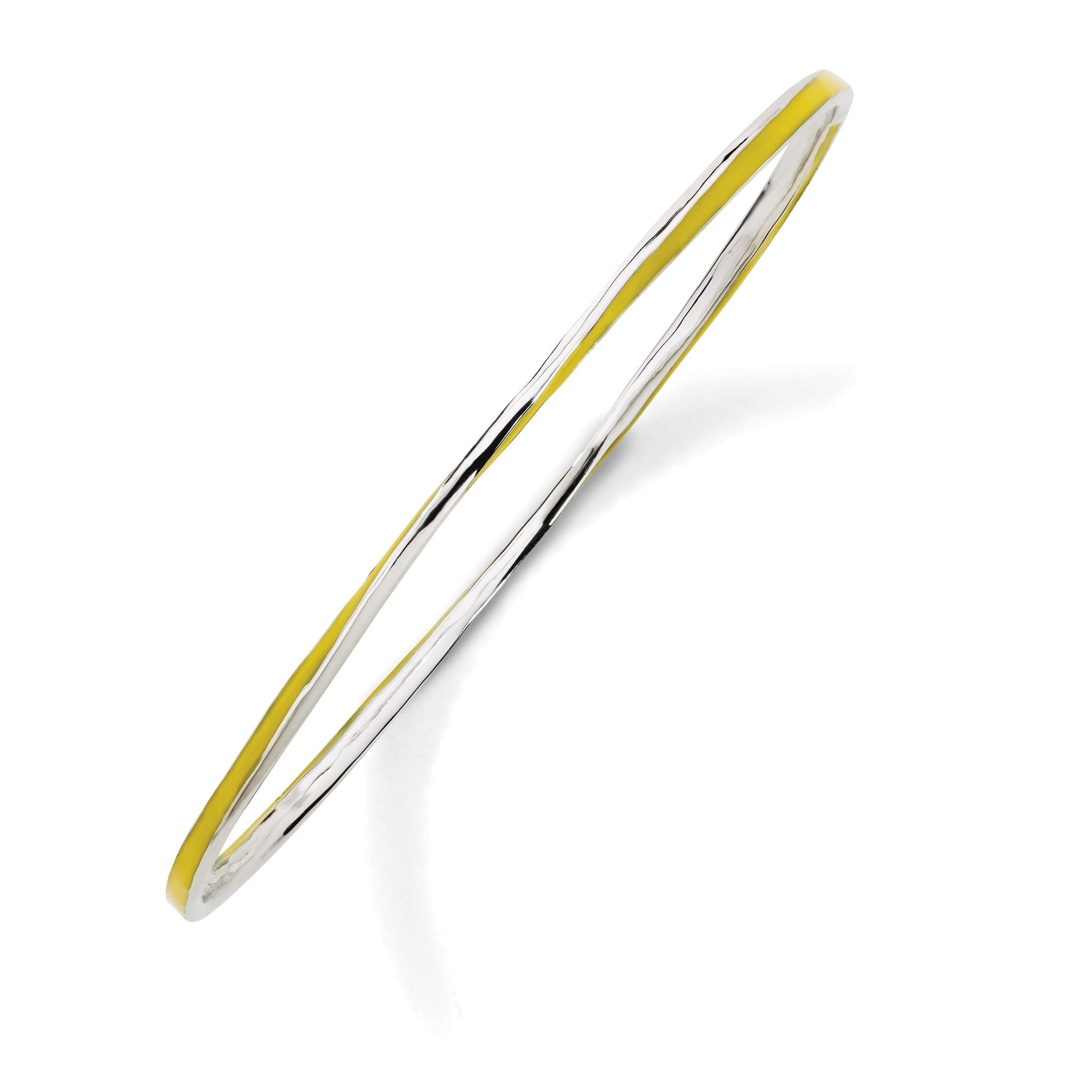 Sterling Silver Stackable Expressions Twisted Yellow Enamel Bangle Main image