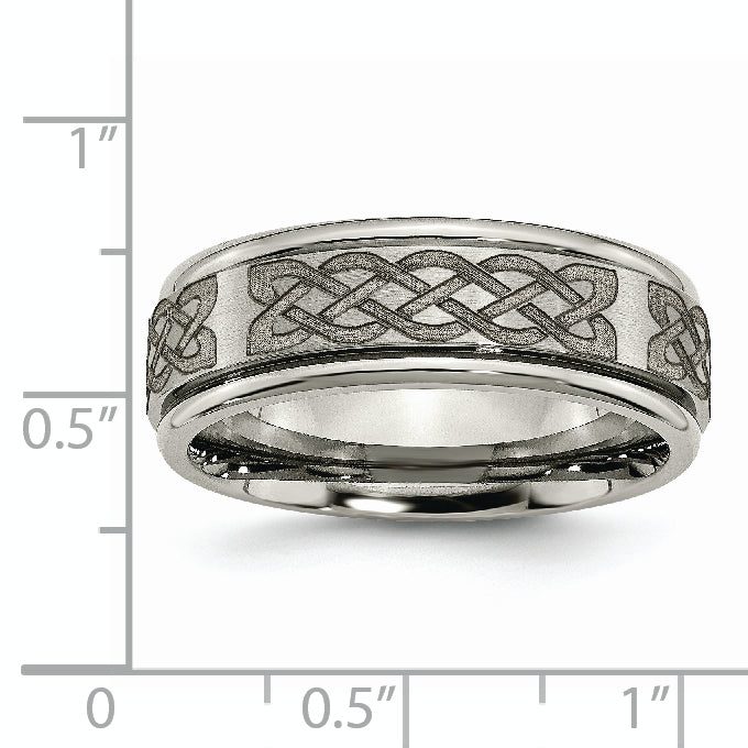 Titanium Unisex Celtic Wedding Band with Polished Laser Design