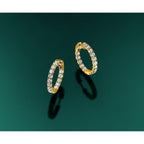 14k 2.75 carat Diamond Round In/Out Hoop w/Safety Clasp Earrings