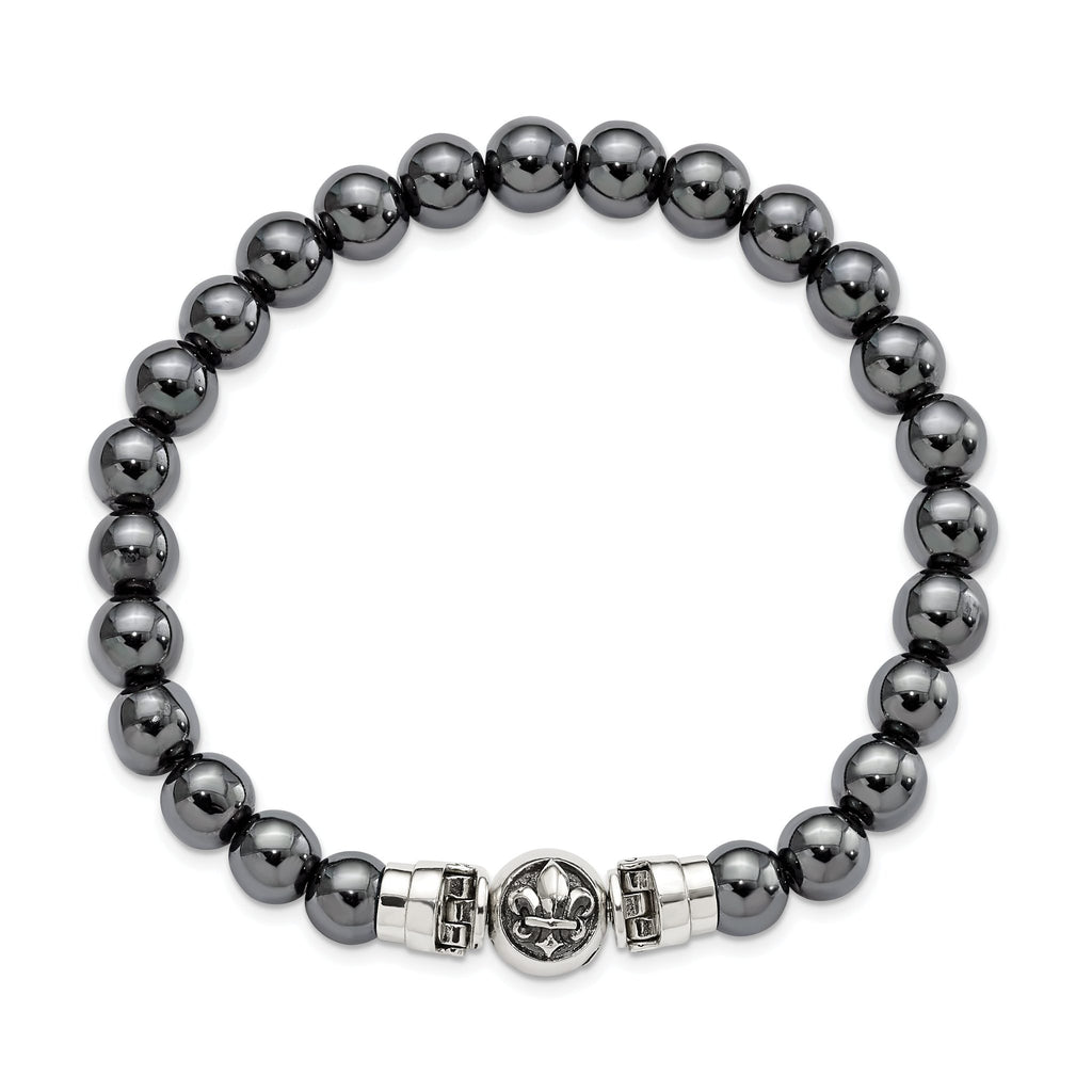 Sterling Silver Reflections 8mm Hematite Beaded 8in Bracelet/Bead not included, sold seperately